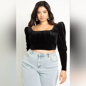 Eloquii PuffSleeve Velvet Corset Top